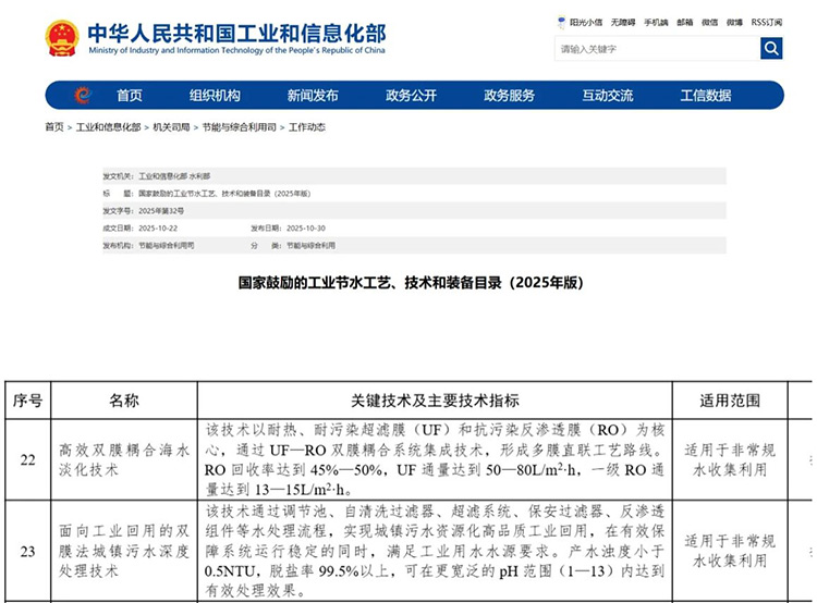 獲國家推廣！碧水源兩技術(shù)入選“2025國家節(jié)水目錄”！